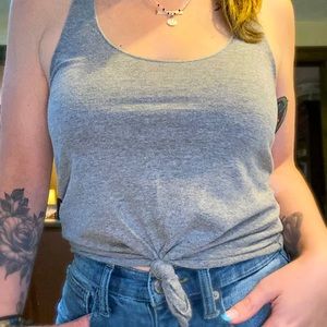 Gray tank with front tie